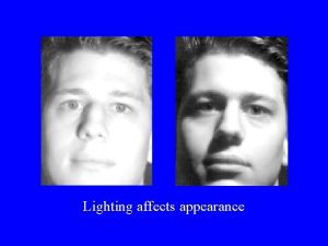 Lighting affects appearance Source emits photons Light And