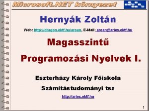 Hernyk Zoltn Web http dragon ektf huaroan EMail