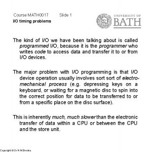 Course MATH 0017 IO timing problems Slide 1