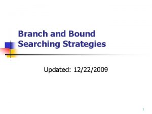 Branch and Bound Searching Strategies Updated 12222009 1