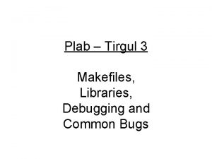 Plab Tirgul 3 Makefiles Libraries Debugging and Common