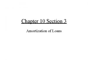 Chapter 10 Section 3 Amortization of Loans Amortization