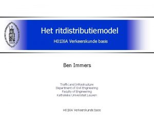 Het ritdistributiemodel H 01 I 6 A Verkeerskunde