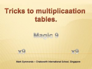 Tricks to multiplicaation tables Mark Symmonds Chatsworth International