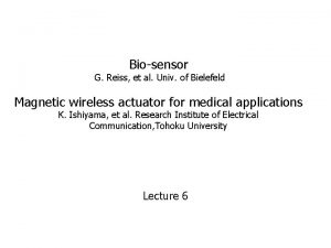 Biosensor G Reiss et al Univ of Bielefeld