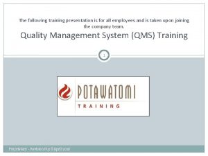 The following training presentation is for all employees