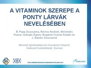 A VITAMINOK SZEREPE A PONTY LRVK NEVELSBEN B