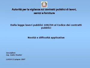 Autorit per la vigilanza sui contratti pubblici di