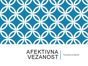 AFEKTIVNA VEZANOST Teorijske postavke Kada vidimo da dete