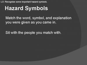 LO Recognize some important hazard symbols Hazard Symbols