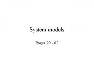 System models Pages 29 62 introduction Architectural model