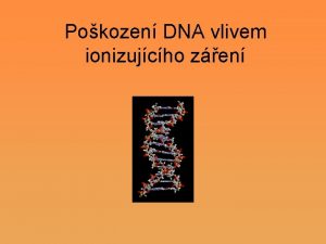 Pokozen DNA vlivem ionizujcho zen Cl vzkumu Vliv