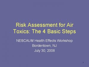 Risk Assessment for Air Toxics The 4 Basic