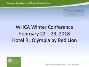 WHCA Winter Conference February 22 23 2018 Hotel