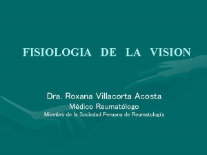 FISIOLOGIA DE LA VISION Dra Roxana Villacorta Acosta