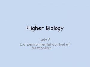 Higher Biology Unit 2 2 6 Environmental Control