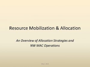 Resource Mobilization Allocation An Overview of Allocation Strategies