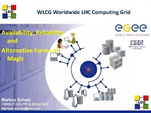 WLCG Worldwide LHC Computing Grid Availability Reliability and