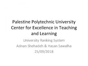 Palestine Polytechnic University Center for Excellence in Teaching