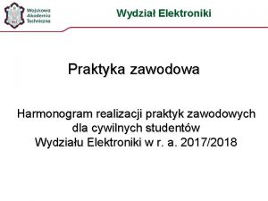 Wydzia Elektroniki Praktyka zawodowa Harmonogram realizacji praktyk zawodowych