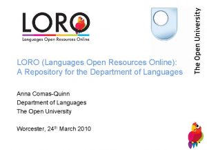 LORO Languages Open Resources Online A Repository for