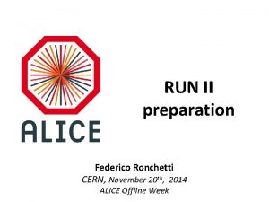 RUN II preparation Federico Ronchetti CERN November 20