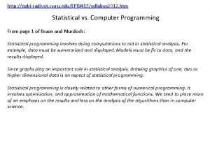 http epbiradivot cwru eduEPBI 415syllabus 2012 htm Statistical