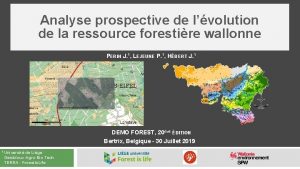 Analyse prospective de lvolution de la ressource forestire