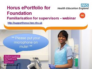 Horus e Portfolio for Foundation Familiarisation for supervisors