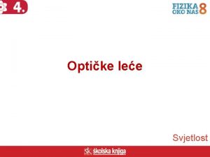 Optike lee Svjetlost S pomou lee dobivamo poveanu