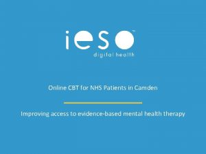 Online CBT for NHS Patients in Camden Improving