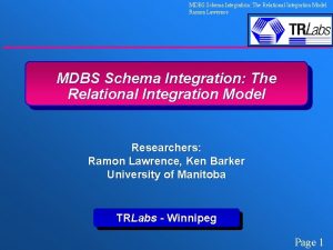 MDBS Schema Integration The Relational Integration Model Ramon
