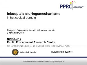 Inkoop als sturingsmechanisme in het sociaal domein Congres