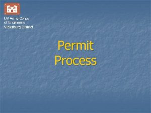 US Army Corps of Engineers Vicksburg District Permit