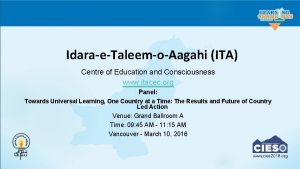 IdaraeTaleemoAagahi ITA Centre of Education and Consciousness www