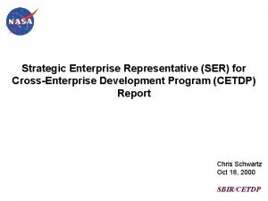 Strategic Enterprise Representative SER for CrossEnterprise Development Program