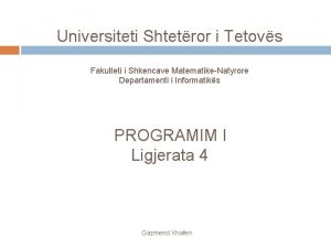 Universiteti Shtetror i Tetovs Fakulteti i Shkencave MatematikeNatyrore