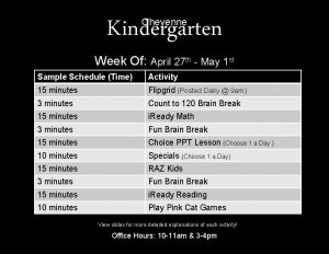Kindergarten Cheyenne Week Of April 27 th May