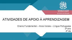 ATIVIDADES DE APOIO APRENDIZAGEM Ensino Fundamental Anos Iniciais