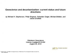 Geoscience and decarbonization current status and future directions