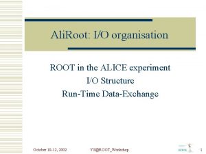 Ali Root IO organisation ROOT in the ALICE