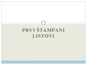 PRVI TAMPANI LISTOVI Prvi nedeljnici 1605 Johann Carolus