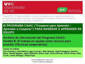 Proyecto PAC Programa didctico inclusivo para atender en