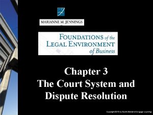 Chapter 3 The Court System and Dispute Resolution