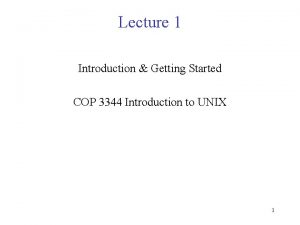 Lecture 1 Introduction Getting Started COP 3344 Introduction