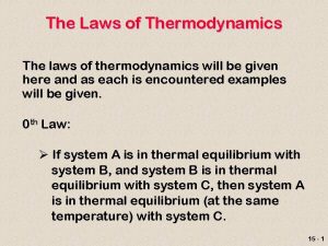 The Laws of Thermodynamics The laws of thermodynamics