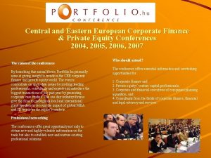 Central and Eastern European Corporate Finance Private Equity