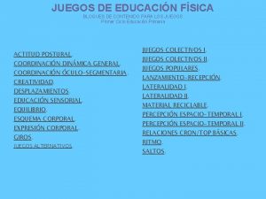 JUEGOS DE EDUCACIN FSICA BLOQUES DE CONTENIDO PARA