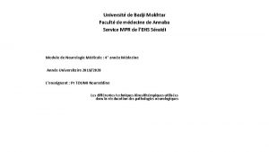 Universit de Badji Mokhtar Facult de mdecine de