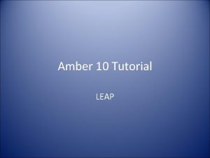 Amber 10 Tutorial LEAP LEAP You can open